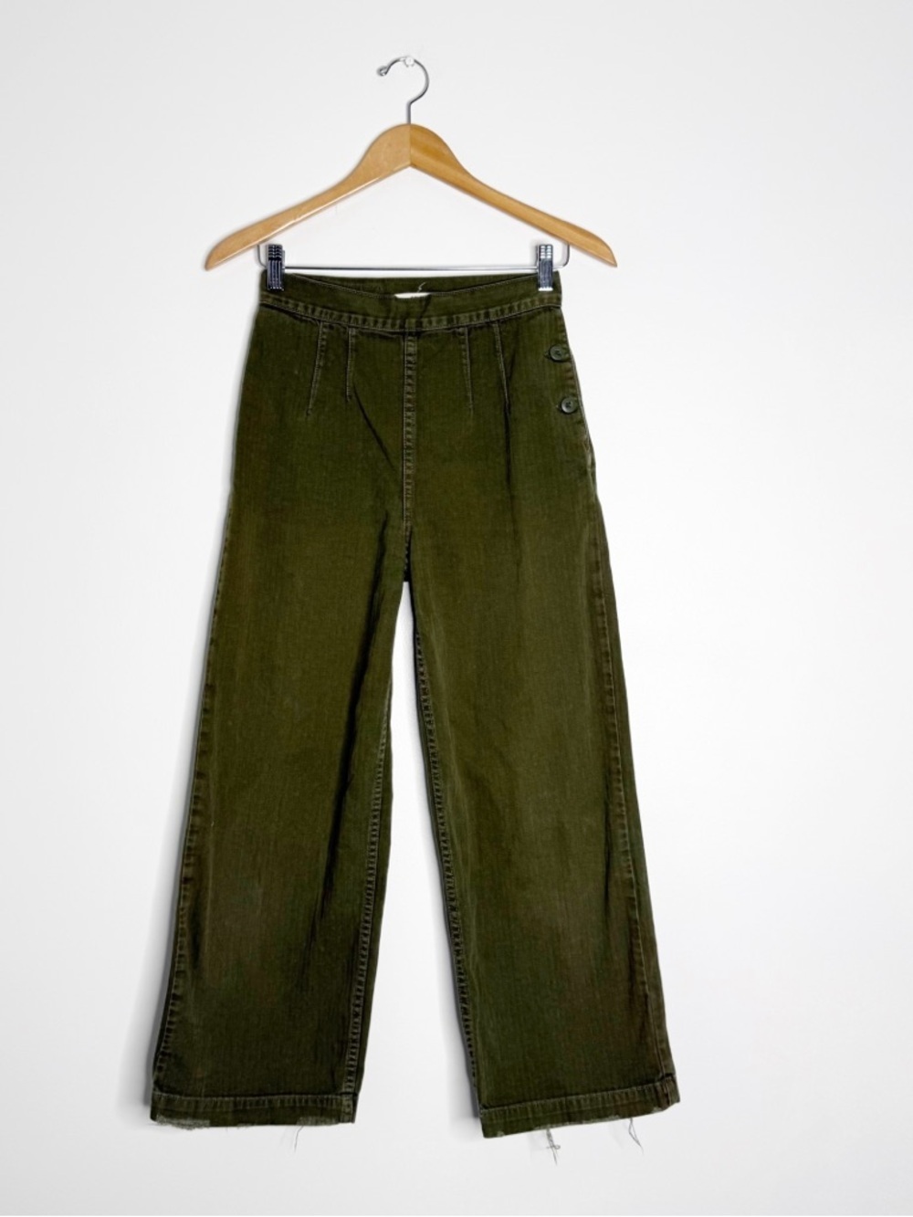 GRLFRND Farrah Wide Leg Cropped Pants Olive Green Women’s Size 26 Revolve - Picture 2 of 9